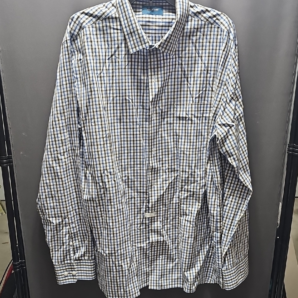 Men's Blue/Brown/White Checkered Dress Shirt